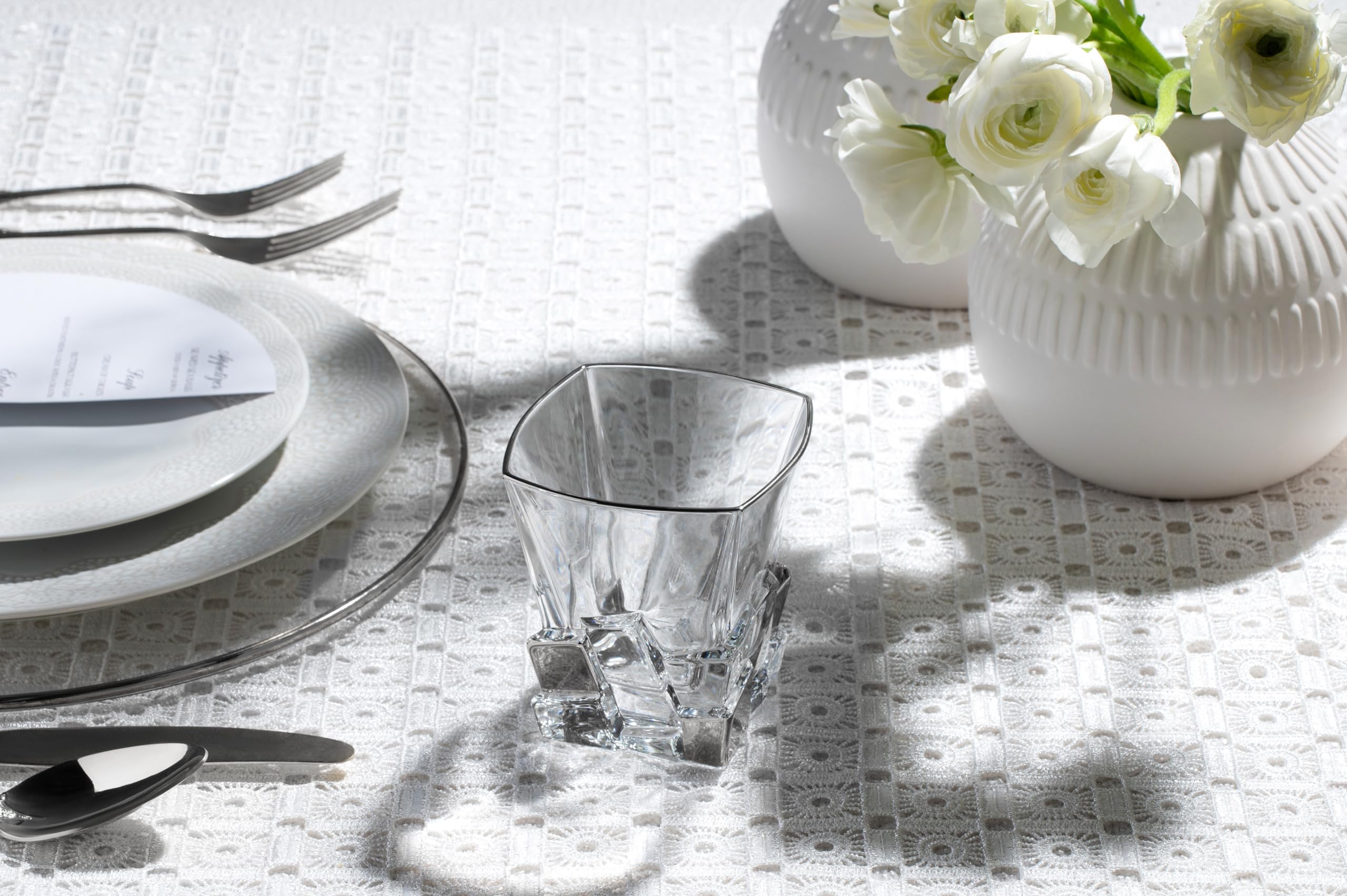 Barski - European Quality Glass - Crystal - Set Of 6 - Square Shaped - Double Old Fashioned Tumblers - Dof - 11.7 Oz. - With Pla